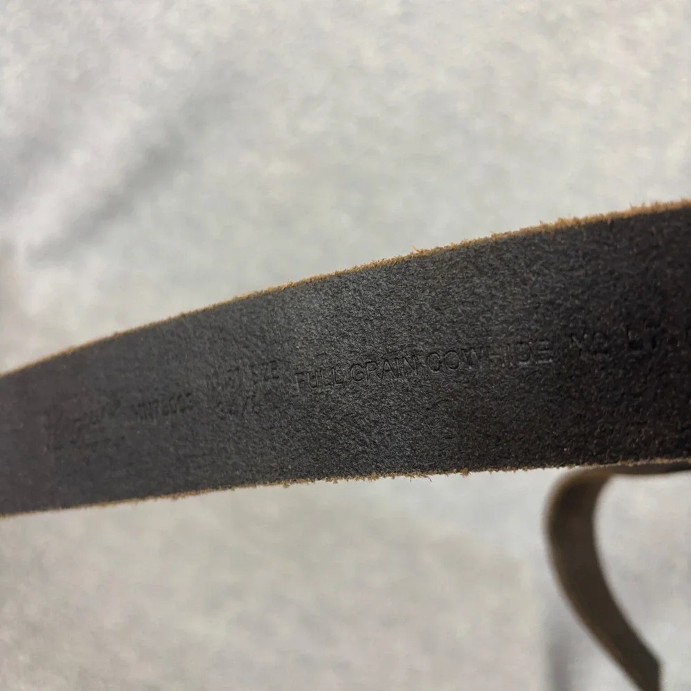 Original Penguin Belt Mens 34 Black Full Grain Cowhide Leather Silver Buckle